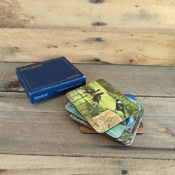 Vtg Ashdene of Australia Coaster Set Crimson Cousin Art by Natalie Jane Parker - Picture 1 of 10